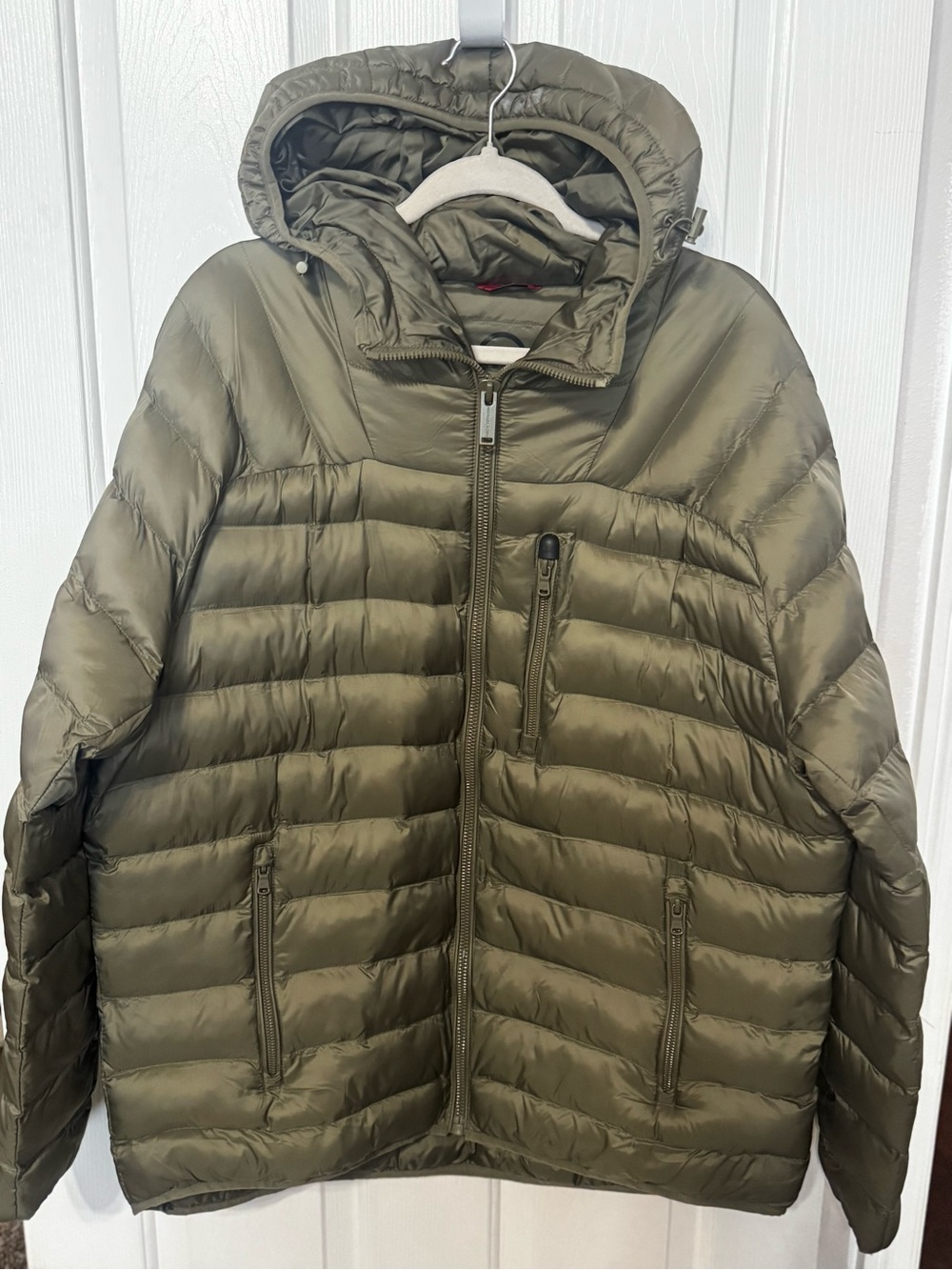 Michael Kors Men's Olive Hooded Quilted Puffer Jacket